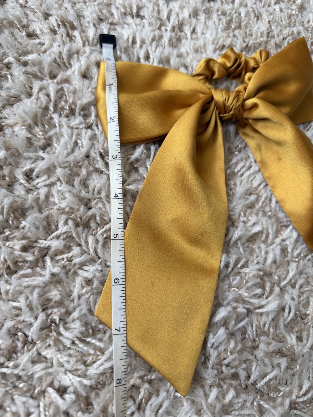 Bow Scrunchie Hair Tie in Mustard Gold - Picture 8 of 8